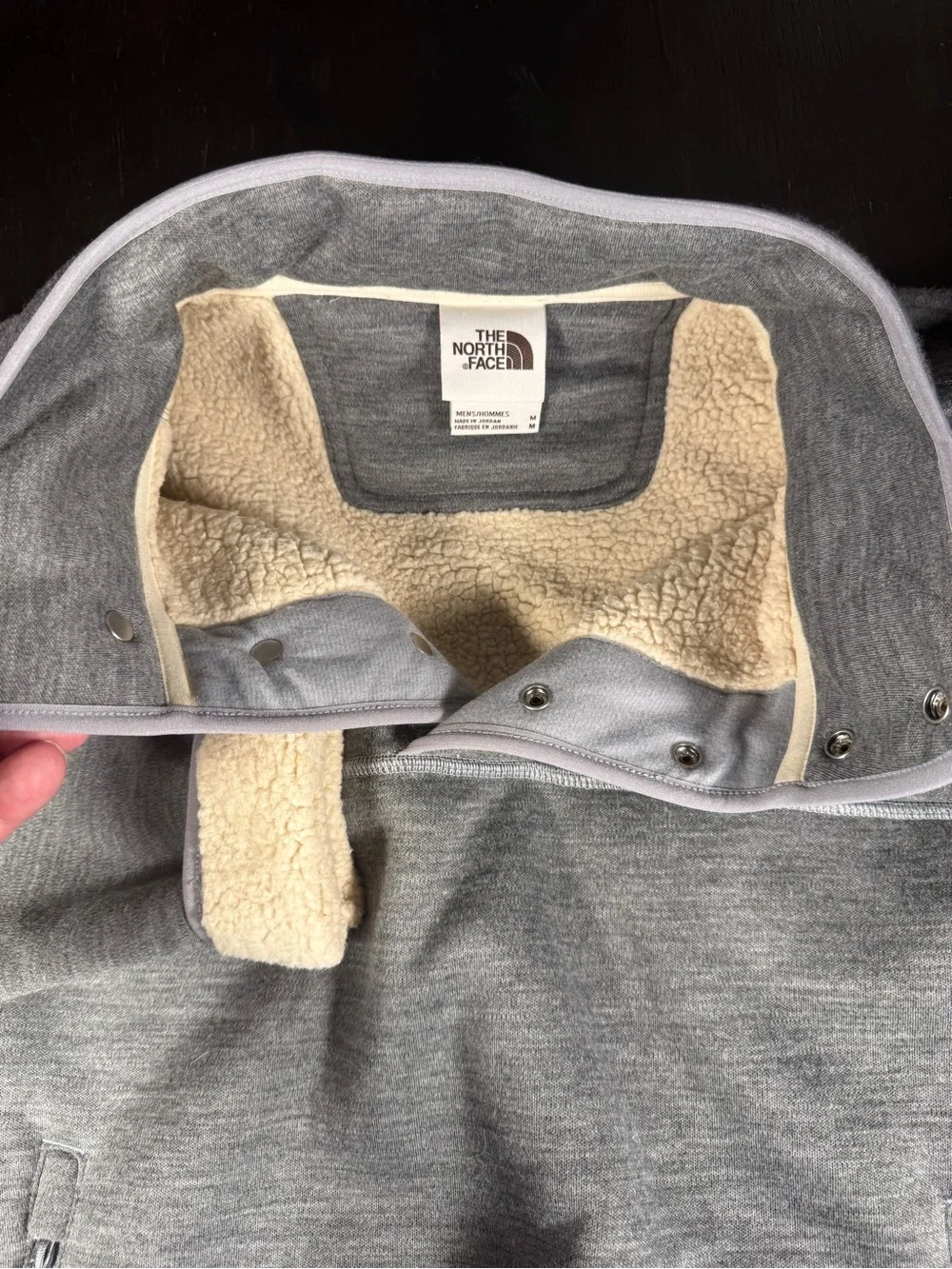 The North Face Sherpa Lined Gray Snap‑Placket Fleece Pullover Medium